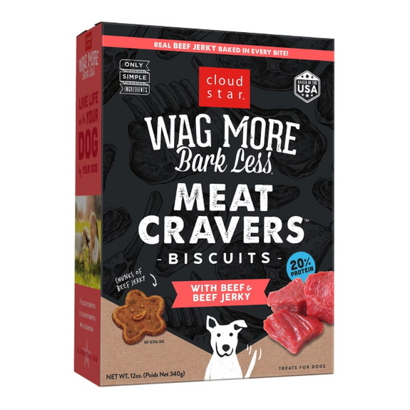 Wag More Bark Less Meat Cravers Biscuits Beef & Beef Jerky Crunchy Dog Treats