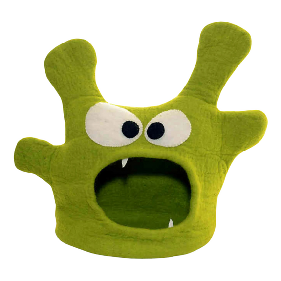 Wool Handmade Green Monster Cat Cave Bed