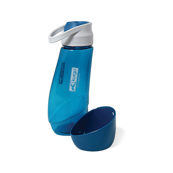 Gourd Travel Water Bottle & Bowl for Dogs, Blue