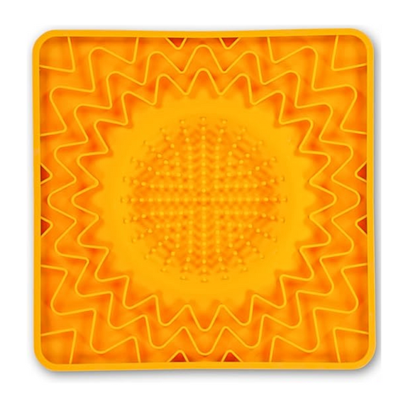 Framed Spill Resistant Multi-Surface Bowl Silicone Dog Lick Bowl Mat Orange
