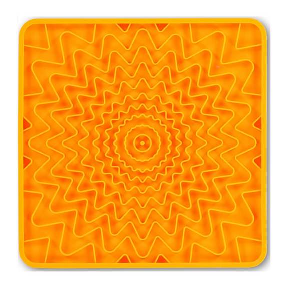 Framed Spill Resistant Squiggles Silicone Dog Lick Bowl Mat Orange