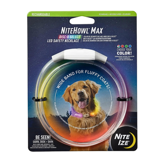 NiteHowl Max Rechargeable LED Safety Necklace Universal Size Disc-O Select
