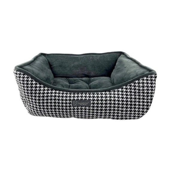 Pet Gear Houndstooth Reversible Dog and Cat Bed, Black/White/Green