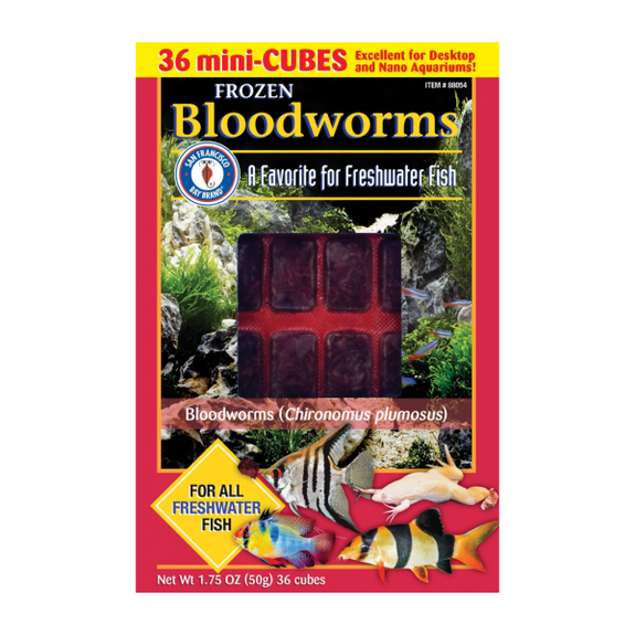 Blood Worms Frozen Cubes Aquarium Fish Food & Treat