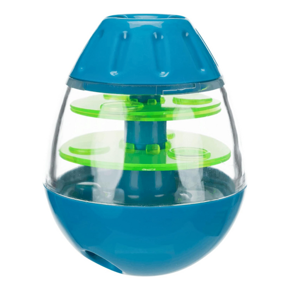 Roly Poly Treat-Dispensing Solo Play Wobble Dog Toy Blue & Green