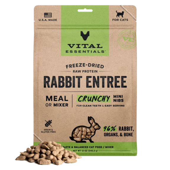 Vital Cat Rabbit Crunchy Nibs Freeze-Dried Grain-Free Cat Food