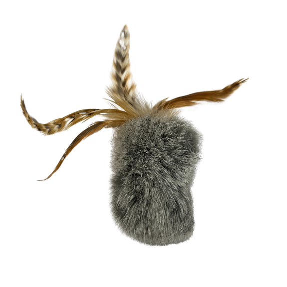 Rabbit Fur & Feathers Handmade Natural Cat Toy