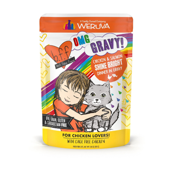 B.F.F. OMG GRAVY! Shine Bright Chicken & Salmon Dinner in Gravy Grain-Free Wet Pouch Cat Food