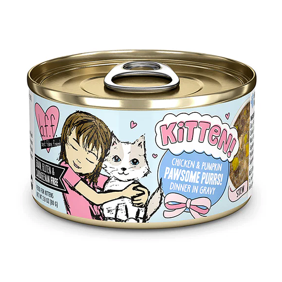 B.F.F. Kitten Pawsome Purrs! Chicken & Pumpkin Dinner in Gravy Grain-Free Canned Cat Food
