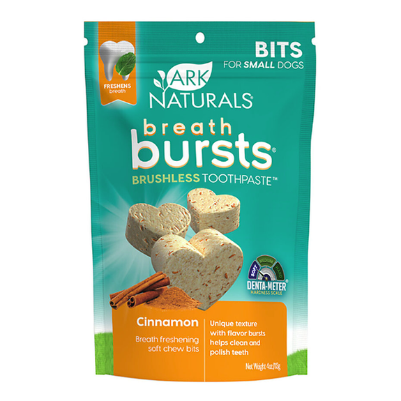 Breath Bursts Brushless Toothpaste Cinnamon Bits Soft Baked Dental Dog Treats