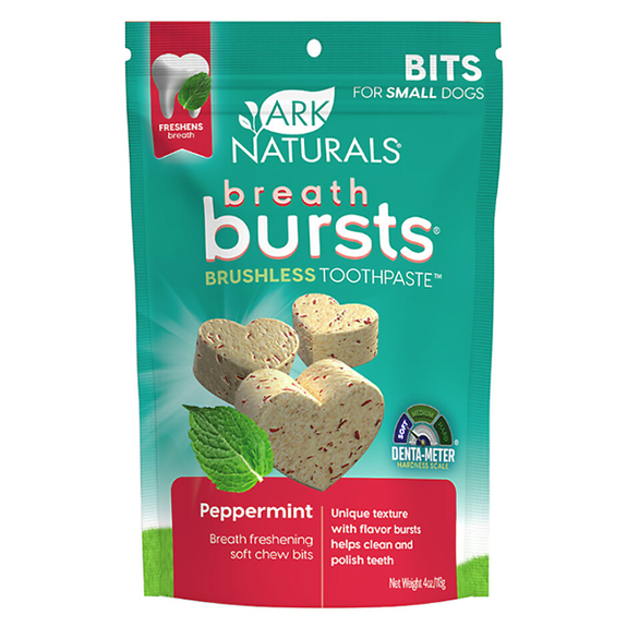 Breath Bursts Brushless Toothpaste Peppermint Bits Soft Baked Dental Dog Treats