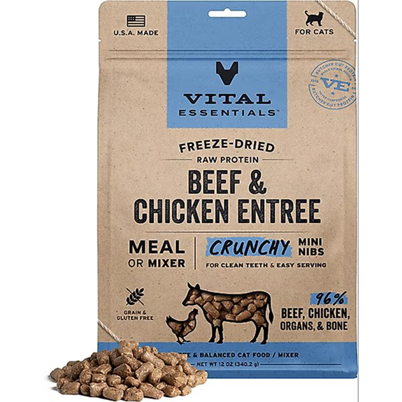 Vital Cat Beef & Chicken Crunchy Mini Nibs Freeze-Dried Grain-Free Cat Food