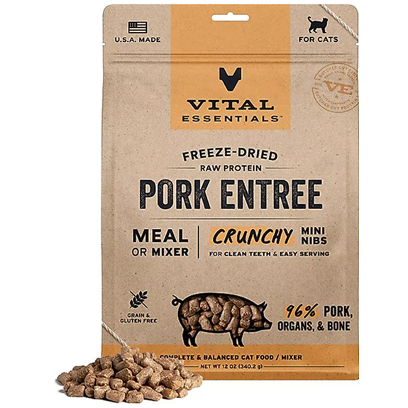 Vital Cat Pork Crunchy Mini Nibs Freeze-Dried Grain-Free Cat Food