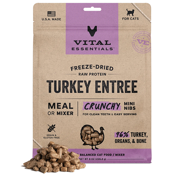 Vital Cat Turkey Crunchy Mini Nibs Freeze-Dried Grain-Free Cat Food