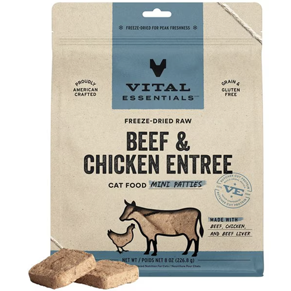 Vital Cat Beef & Chicken Mini Patties Freeze-Dried Grain-Free Cat Food