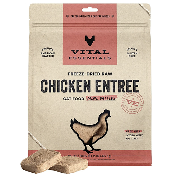 Vital Cat Chicken Mini Patties Freeze-Dried Grain-Free Cat Food
