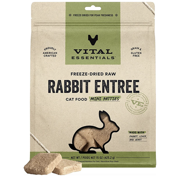 Vital Cat Rabbit Mini Patties Freeze-Dried Grain-Free Cat Food