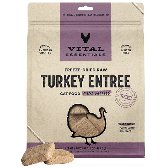 Vital Cat Turkey Mini Patties Freeze-Dried Grain-Free Cat Food
