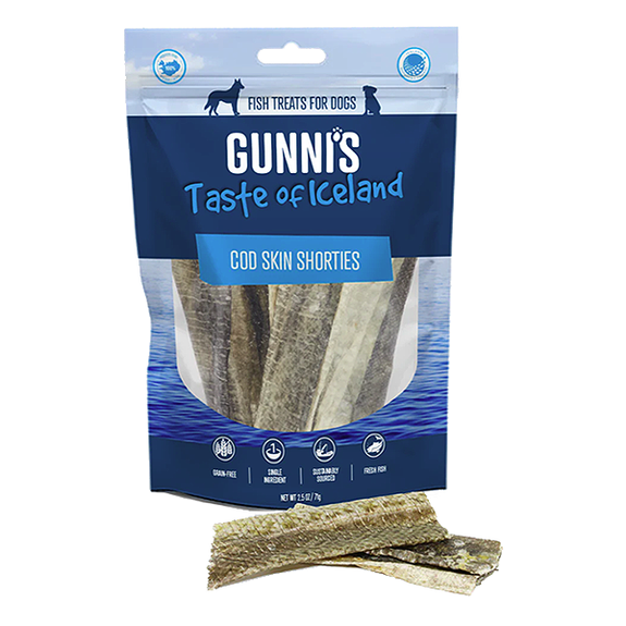 Cod Skin Shorties Air Dried Single Ingredient Grain-Free Fish Strips Dog Treats