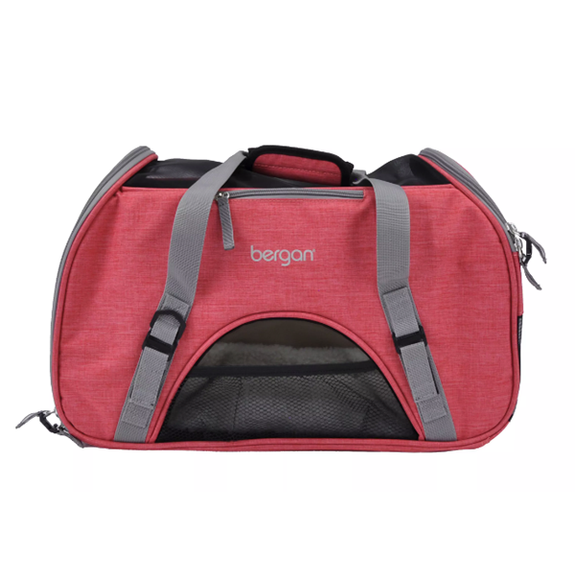 Comfort Carrier Soft Pet Airline Compliant Bag with Fleece Bed, Mesh Visibility & Adjustable Shoulder Strap Heather Berry Pink
