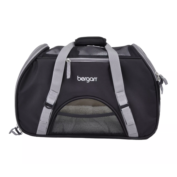Comfort Carrier Soft Pet Airline Compliant Bag with Fleece Bed, Mesh Visibility & Adjustable Shoulder Strap Heather Black & Grey