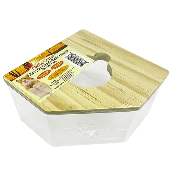 Acrylic Sand Bath for Corners Small Animal Grooming Habitat Addition