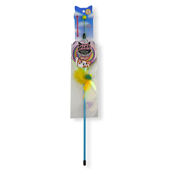 Crinkly Critters Councy Bee Adjustable Teaser Wand Interactive Cat Toy