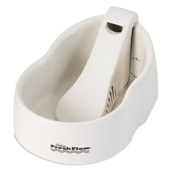 Deluxe Fresh Flow Electric Water Fountain for Small Dogs & Cats White