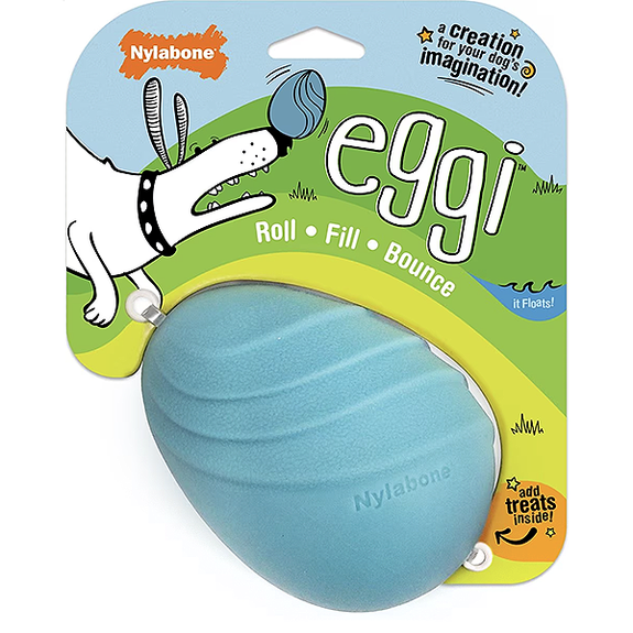 Creative Play Eggi Interactive Bouncy Treat Dispensing Dog Toy Blue