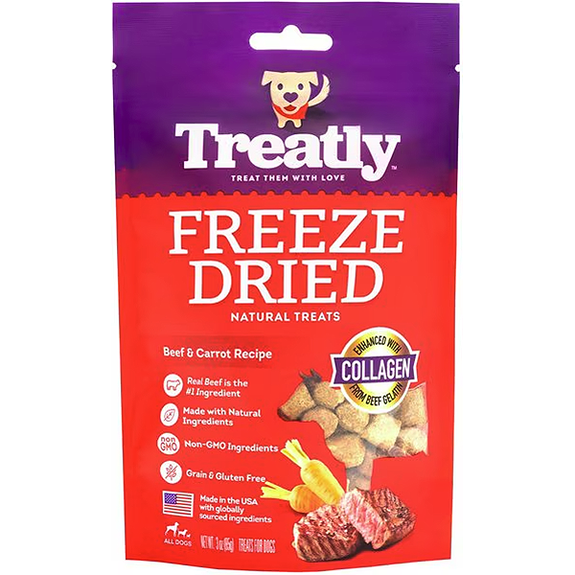Freeze-Dried Natural Treats Beef & Carrots Recipe Enhanced with Collagen Grain-Free Dog Treats