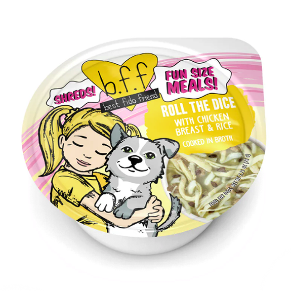 B.F.F. Fun Size Meals Roll The Dice Chicken Breast & Rice Cup Wet Dog Food