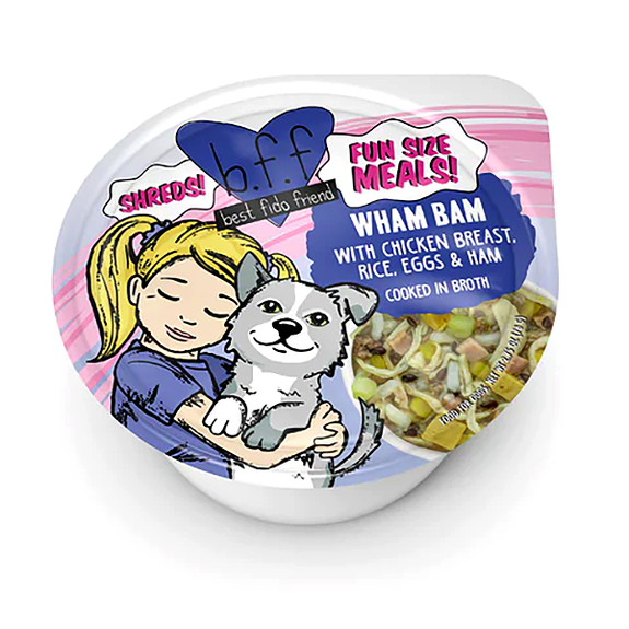 B.F.F. Fun Size Meals Wham Bam White Rice, Chicken Breast, Eggs & Ham Cup Wet Dog Food