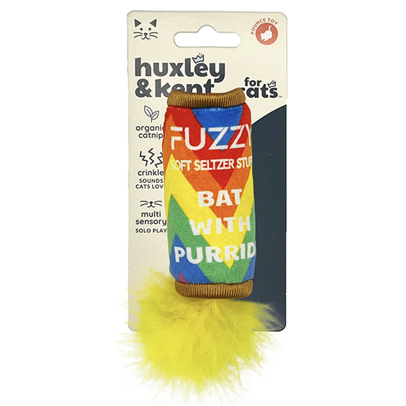 Fuzzy Soft Seltzer Pride Rainbow Plush Catnip Cat Toy