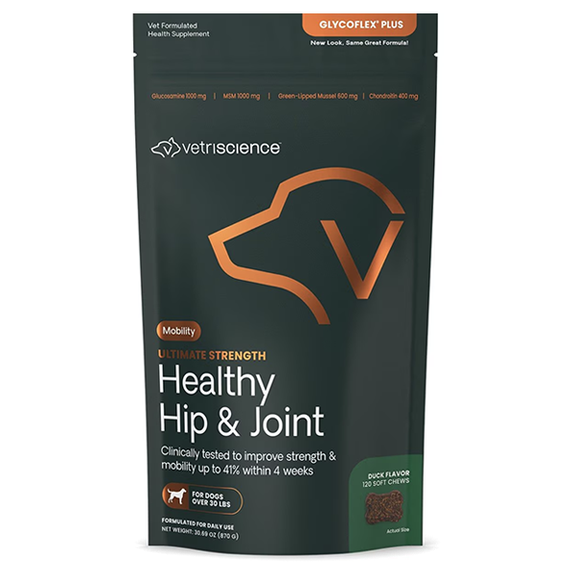 GlycoFlex Plus Hip & Joint Support Bite-Sized Dog Chews Supplements Duck Flavor for Medium & Large Sized Dogs
