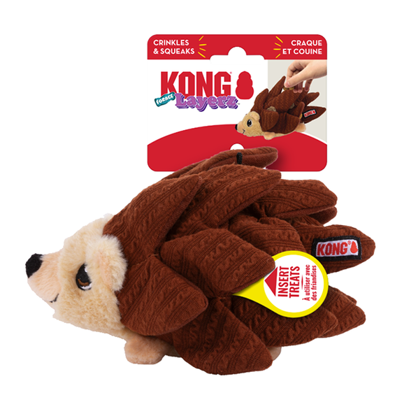 Layerz Forage Hedgehog Crinkle Squeaky Plush Dog Toy