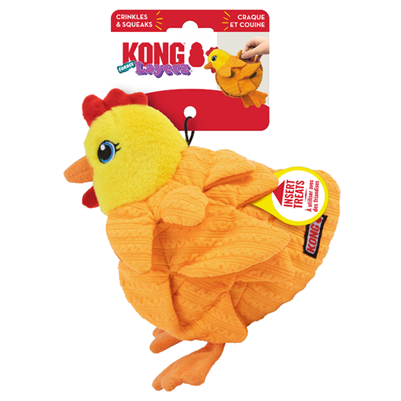 Layerz Forage Hen Crinkle Squeaky Plush Dog Toy