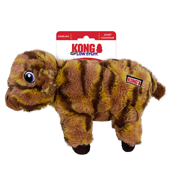 Low Stuff Stripes Cow Brown Plush Squeaky Dog Toy