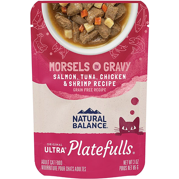 Original Ultra Platefulls Morsels in Gravy Salmon, Tuna, Chicken Grain-Free Pouch Wet Cat Food