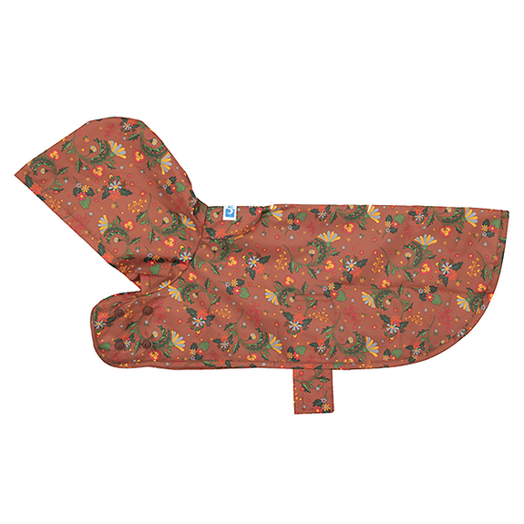 Packable Water Resistant Dog Rain Poncho with Hood Clay Floral