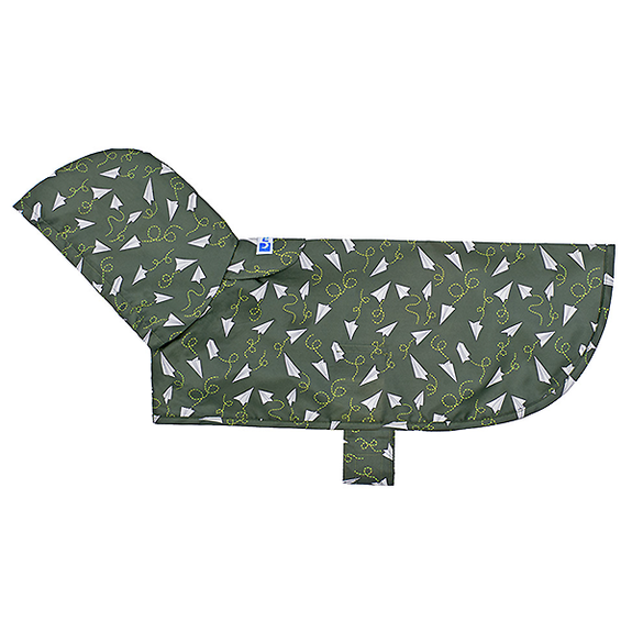 Packable Water Resistant Dog Rain Poncho with Hood Paper Planes
