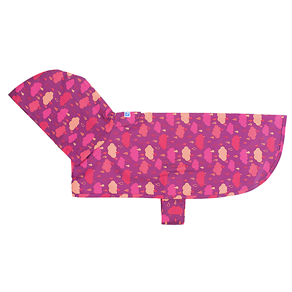 Packable Water Resistant Dog Rain Poncho with Hood Pink Raindrops