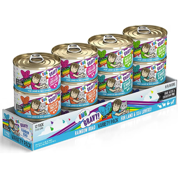 B.F.F. OMG Gravy! Rainbow Road Variety Pack Grain-Free Wet Canned Cat Food