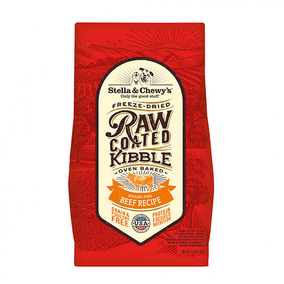 Raw Coated Kibble Grass Fed Beef Recipe Grain-Free Dry Dog Food