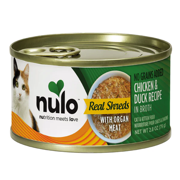 Real Shreds with Organ Meat Chicken & Duck Recipe in Broth Grain-Free Canned Cat Food