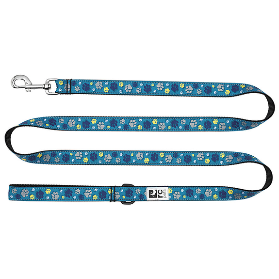 Dog Leash with Reflective Label Fresh Tracks Teal Paw Print Pattern