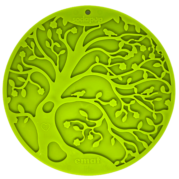eMat Enrichment Feeder Round Licking Mat with Suction Cups Green Tree of Life