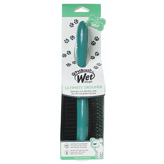 PetBrush Ultimate Groomer 2-in-1 Detangler Two-Sided Brush for Dogs Teal