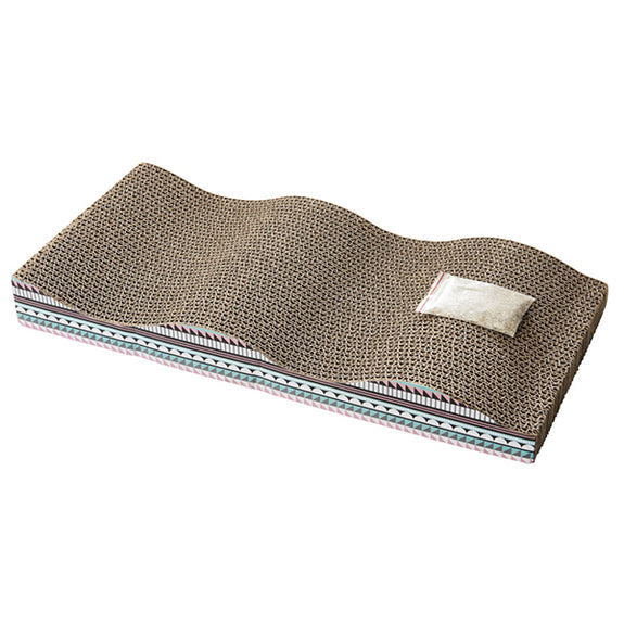 SPOT Wave Curved Corrugated Cardboard Pad with Catnip & Silvervine Cat Scratcher Toy