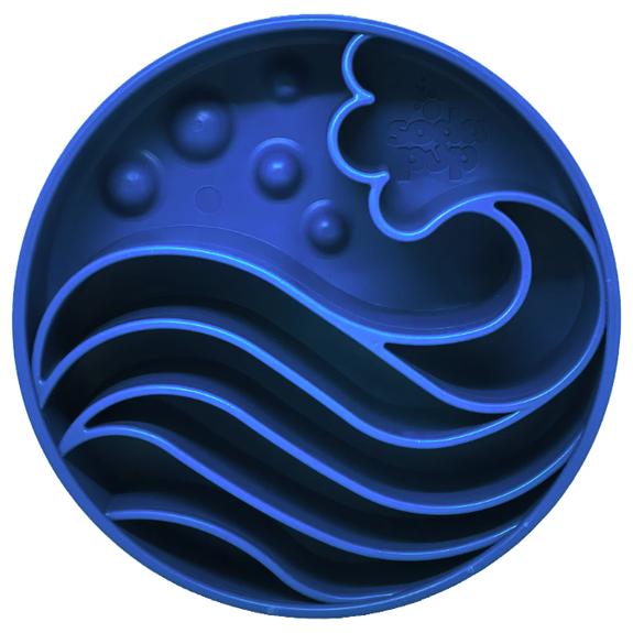 eBowl Enrichment Slow Feeder Bowl for Dogs Round Blue Wave