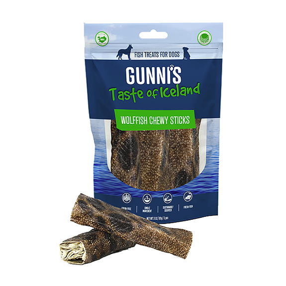 Wolffish Chewy Sticks Air Dried Single Ingredient Grain-Free Fish Dog Chews